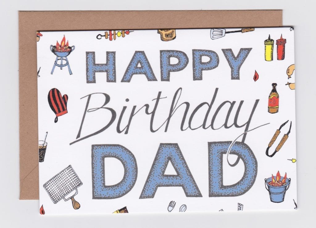 Colour barbecue themed illustrations on birthday card