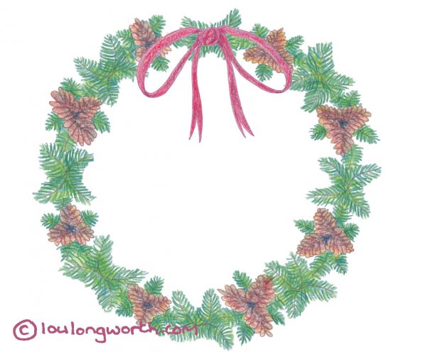 Pine wreath with ribbon