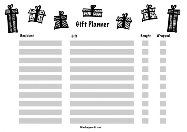 gifts planner with gift doodles