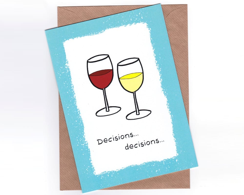 wine decisions card with border