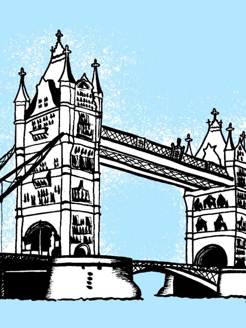 Tower bridge blue drawing