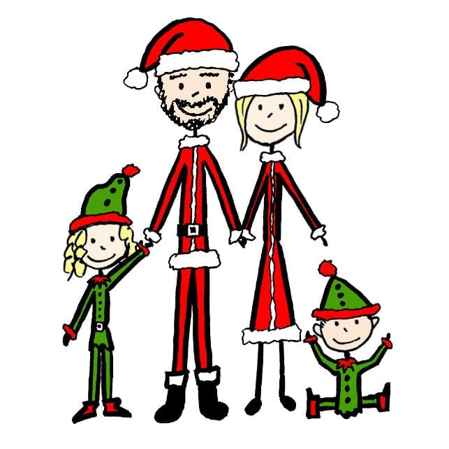 Christmas cards - stick figure family portrait