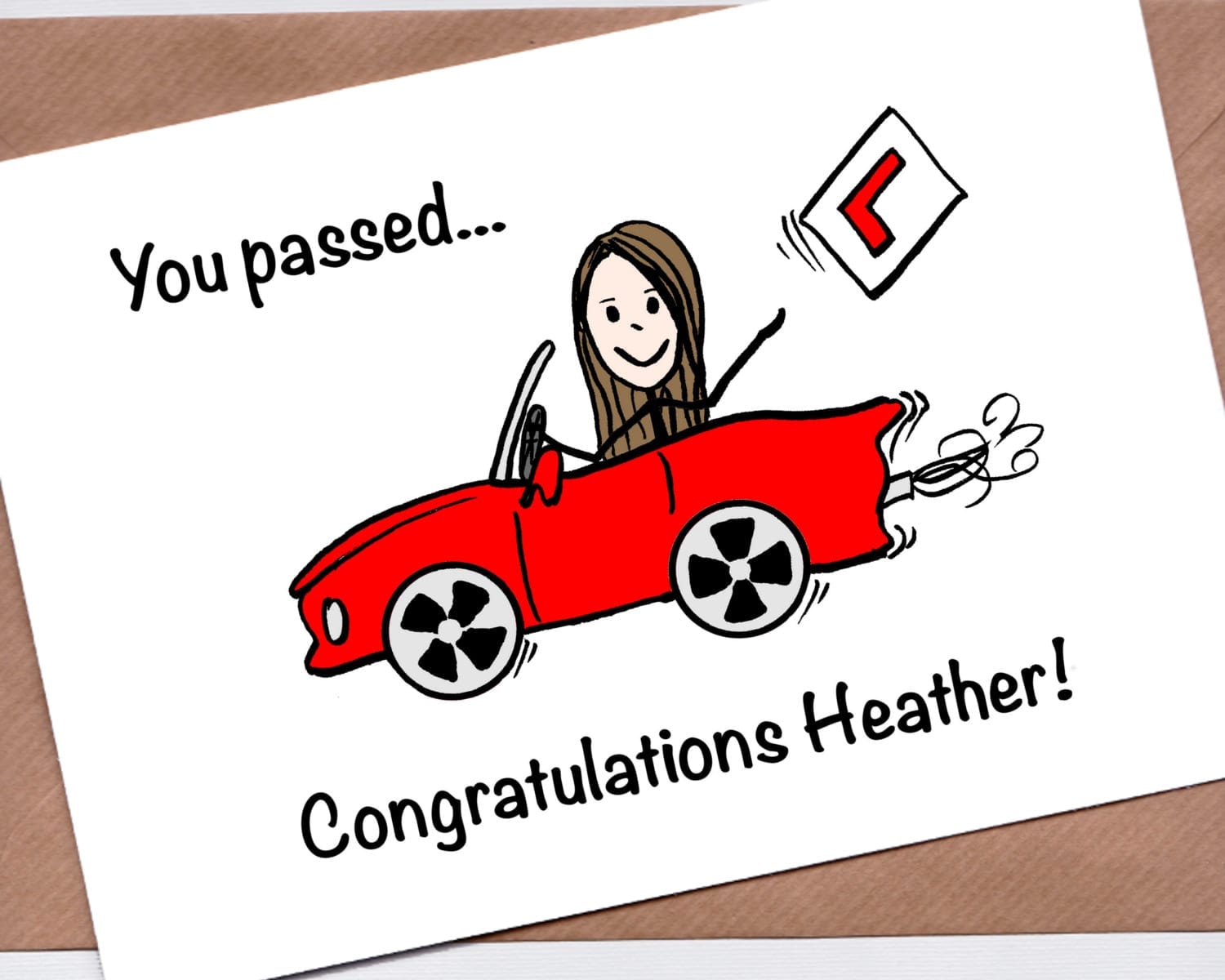 Driving Test Card With Custom Drawn Portrait You Passed 