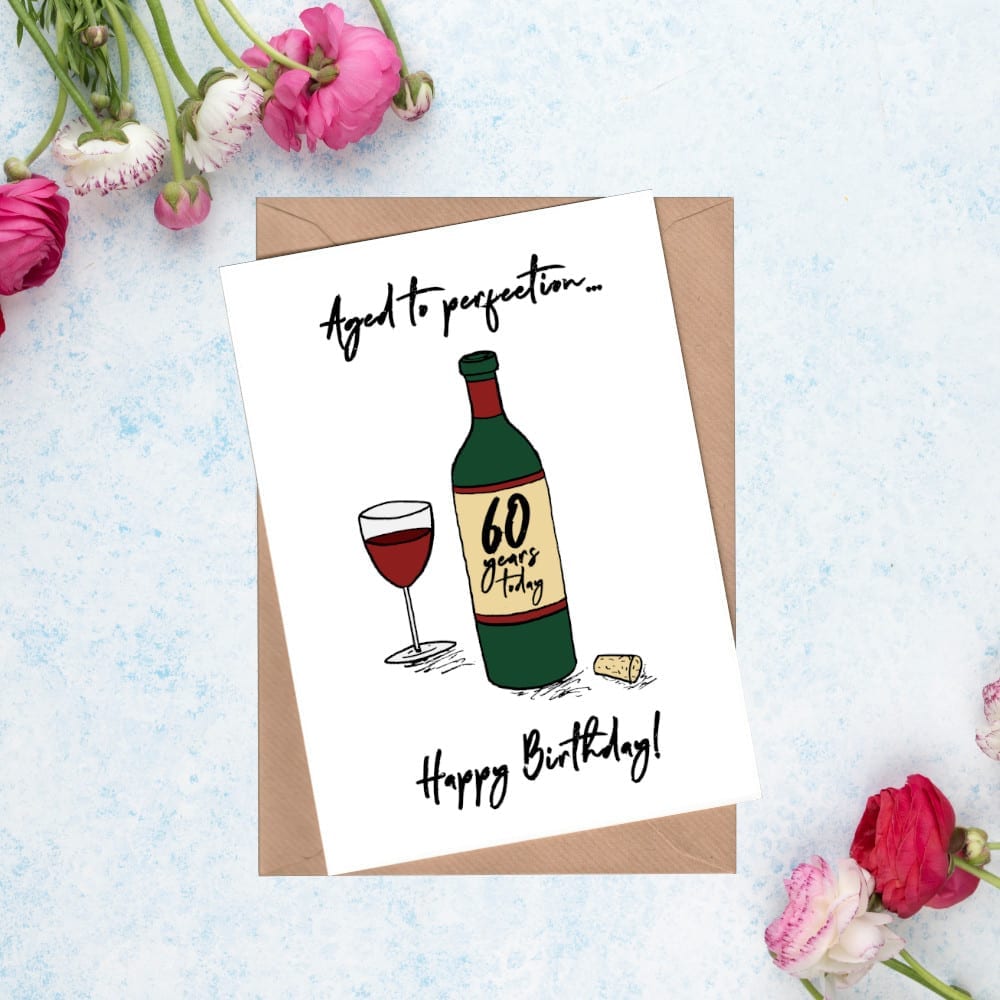 Wine 60th birthday wishes - 60th birthday card