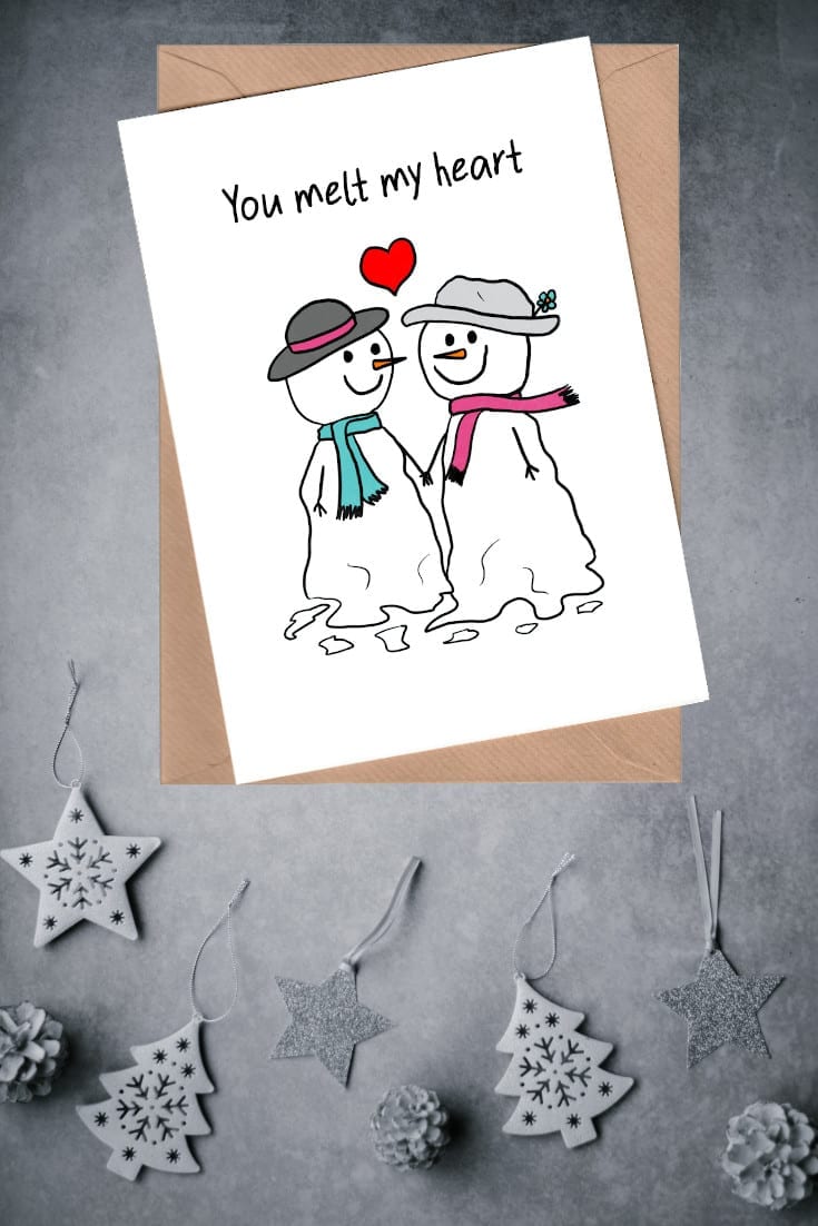 Melt my heart snow couple card