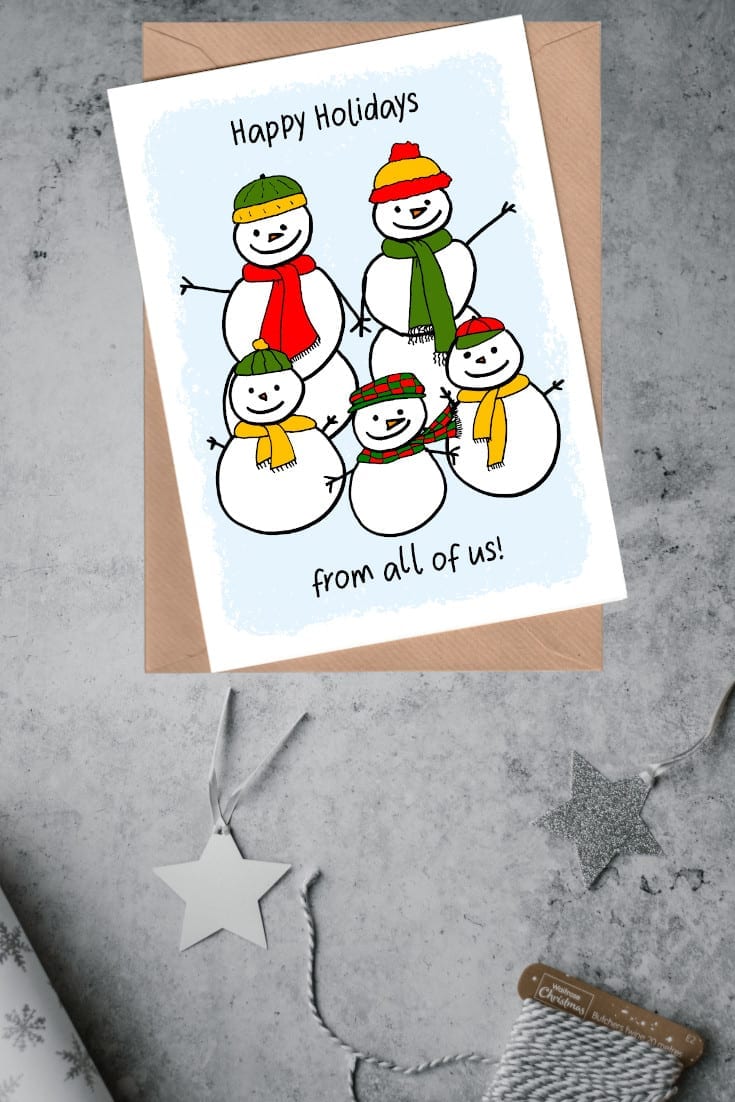 snow family holiday card