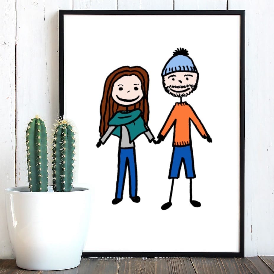Custom illustration cartoon couple portrait