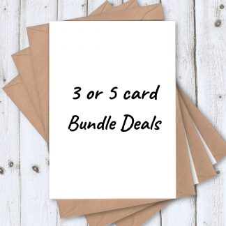3 or 5 card bundle deals shown on cards with envelopes