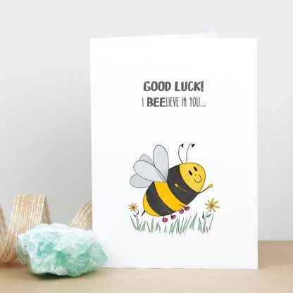 Bee good luck card standing