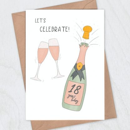 champagne 18th birthday card - let's celebrate