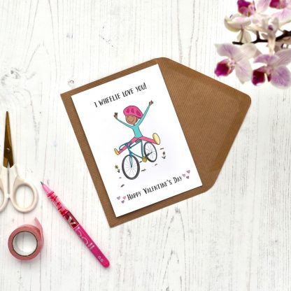 Cycling Valentine Card on desk