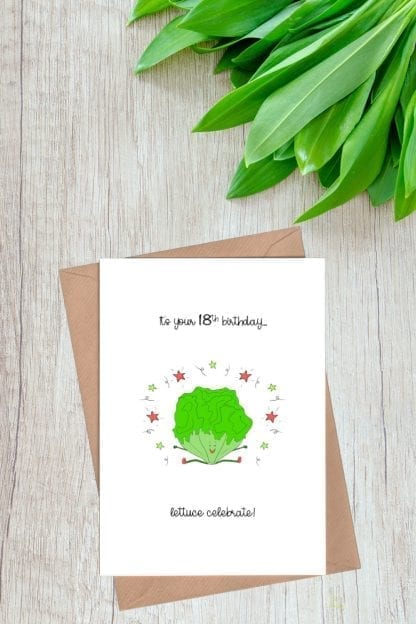 Lettuce celebrate 18th birthday card pin