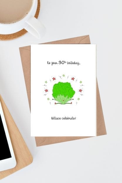 Lettuce celebrate 30th birthday card pin