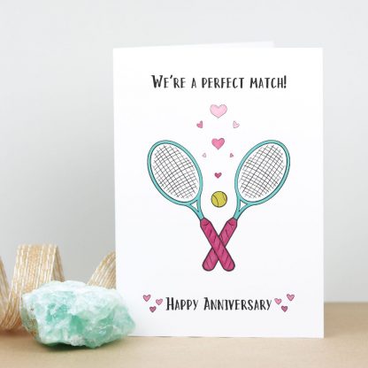 Tennis anniversary card standing