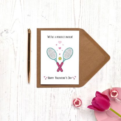 Perfect Match Tennis Valentine Card on desk