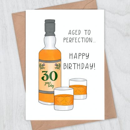 whisky aged to perfection 30th birthday card