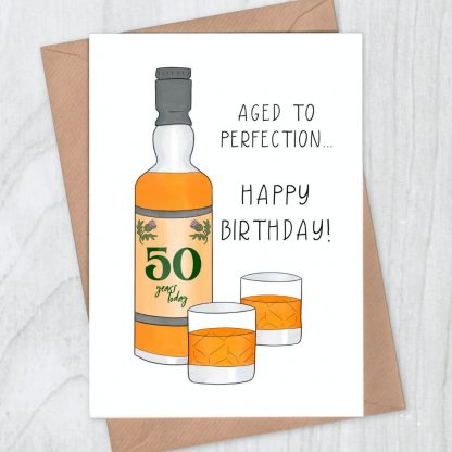 whisky aged to perfection 50th birthday card