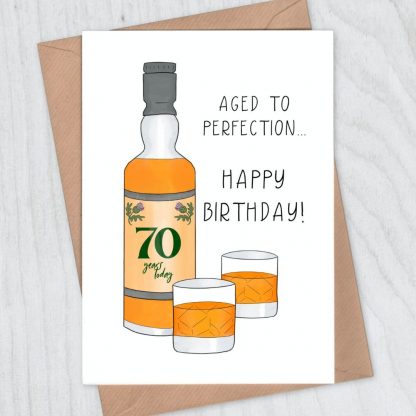 whisky aged to perfection 70th birthday card