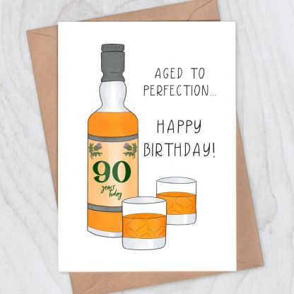 whisky aged to perfection 90th birthday card