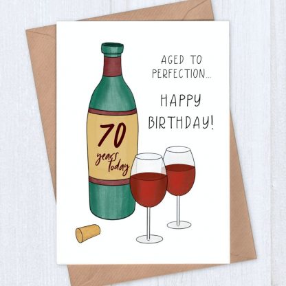 wine aged to perfection 70th birthday card