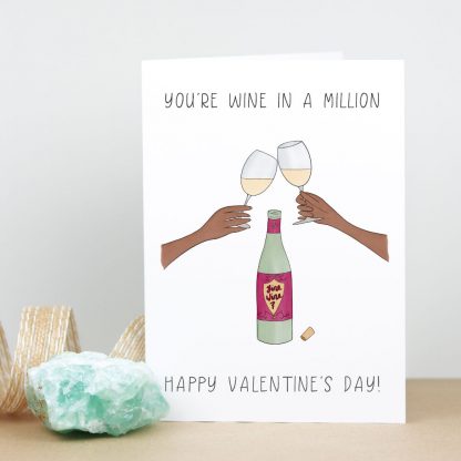 White Wine Valentine Card standing