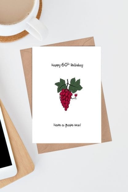 Happy 60th birthday card - Have a grape one pin