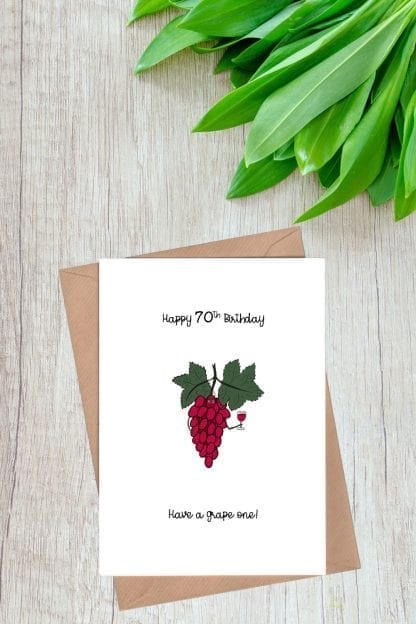 Happy 70th birthday card - Have a grape one pin