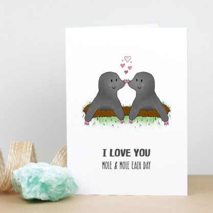 Love you mole card standing