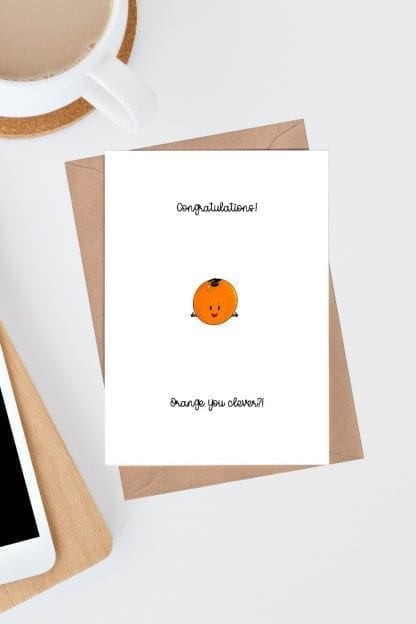 Congratulations orange you clever graduation card pin