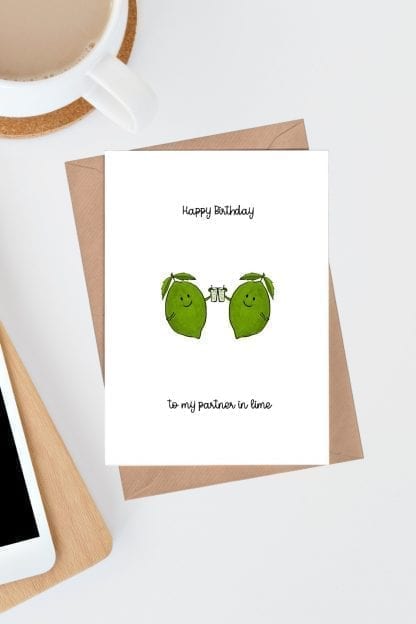 Happy birthday to my partner in lime birthday card pin