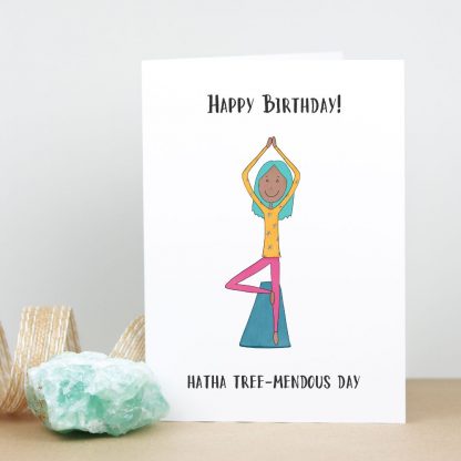 Yoga birthday card standing