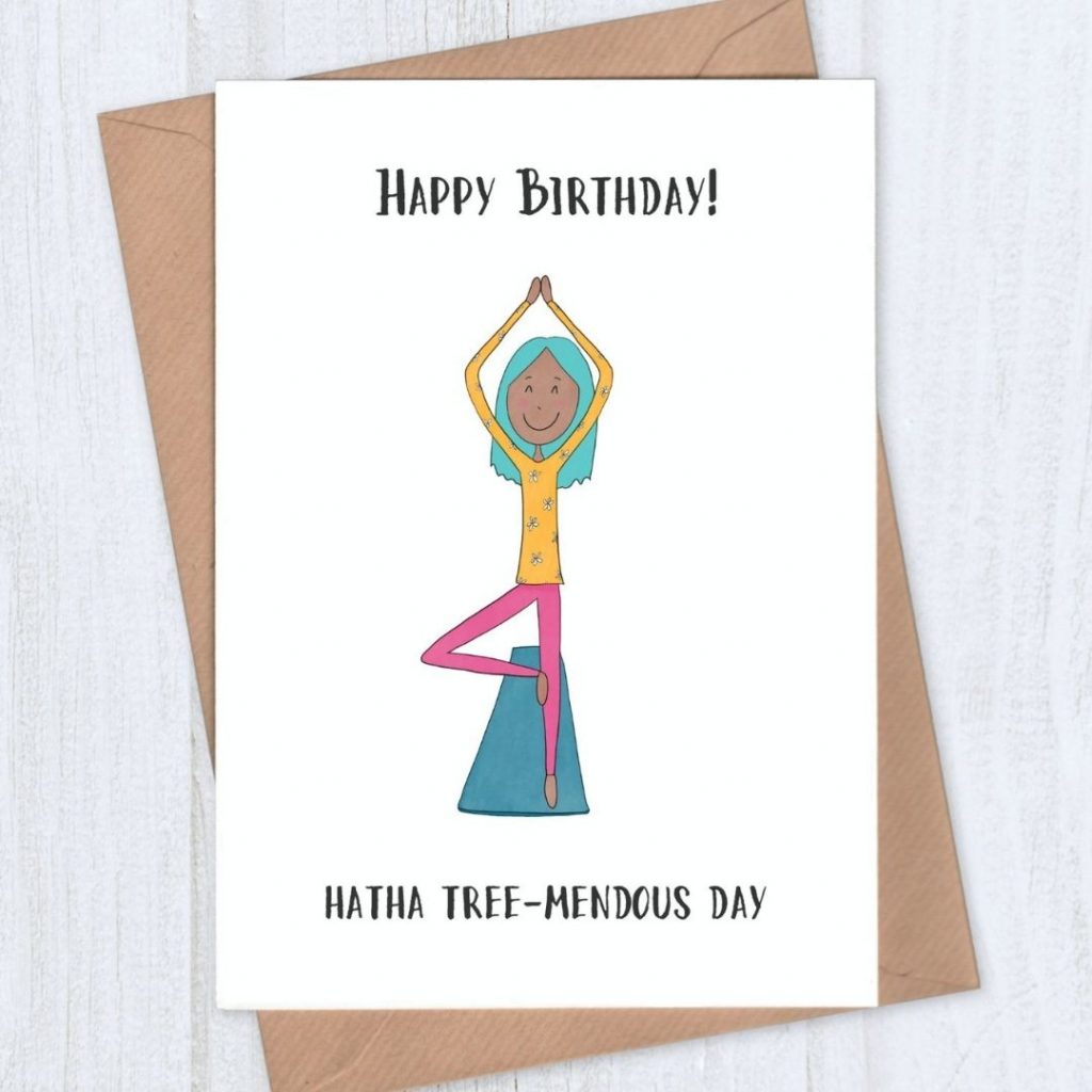 Happy Birthday Yoga Poses Greeting Card | Birthday Card For Yogi, Lotus Pose,  Cobra Pose, Downward Facing Dog, Tree Pose, Namaste — LEMON LOCO