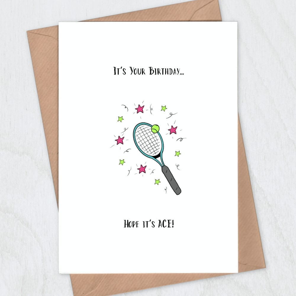 Ace Tennis Birthday Card (also with milestone ages) – Lou Longworth