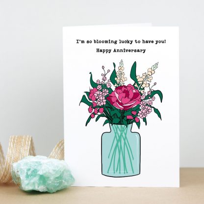 Vase of Flowers Anniversary Card standing