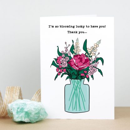 vase of flowers thank you card standing