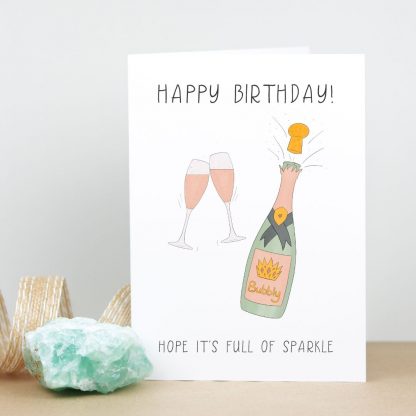 Champagne Sparkle Birthday Card standing