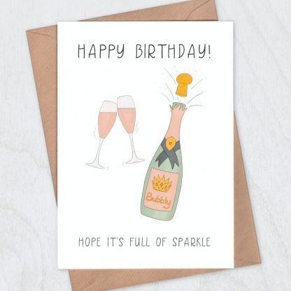 Champagne Sparkle Birthday Card - Happy Birthday! Hope it's full of sparkle