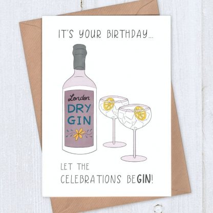 Gin Birthday Card - Let the Celebrations Be GIN