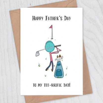 Golf Father's Day Card - to my tee-rrific Dad