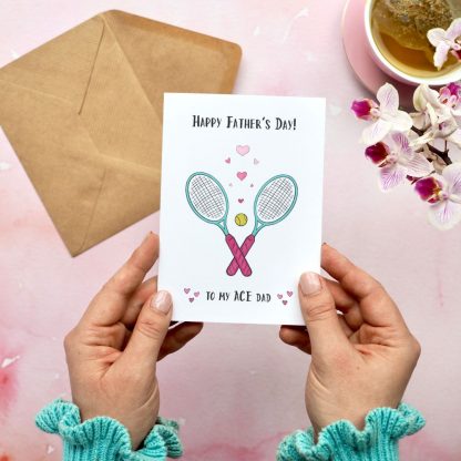 Hands holding Tennis Father's Day Card