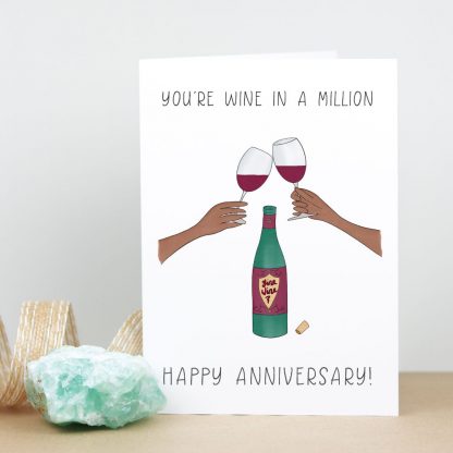Red Wine Anniversary Card standing