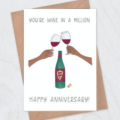 Red Wine Anniversary Card - You're wine in a million - happy anniversary