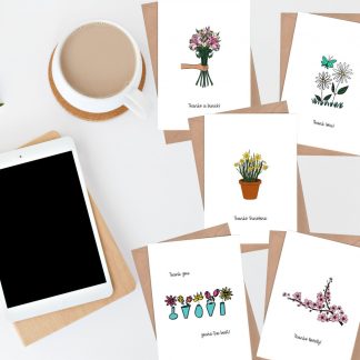 flowers set of thank you cards