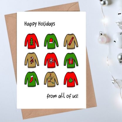 Christmas jumpers holiday card from all of us