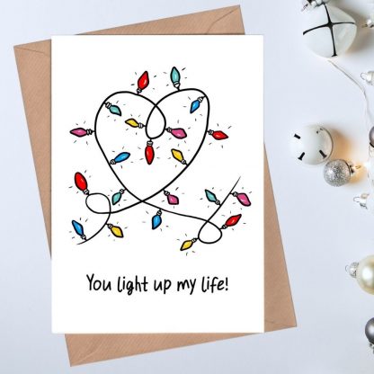 romantic holiday card - you light up my life
