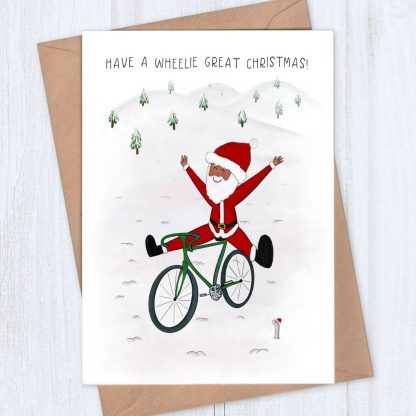 Cycling Christmas Card - Wishing you a wheelie great Christmas
