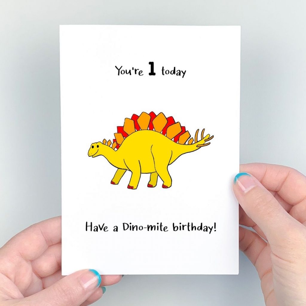 stegosaurus 1st birthday card