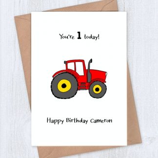 tractor personalised birthday card