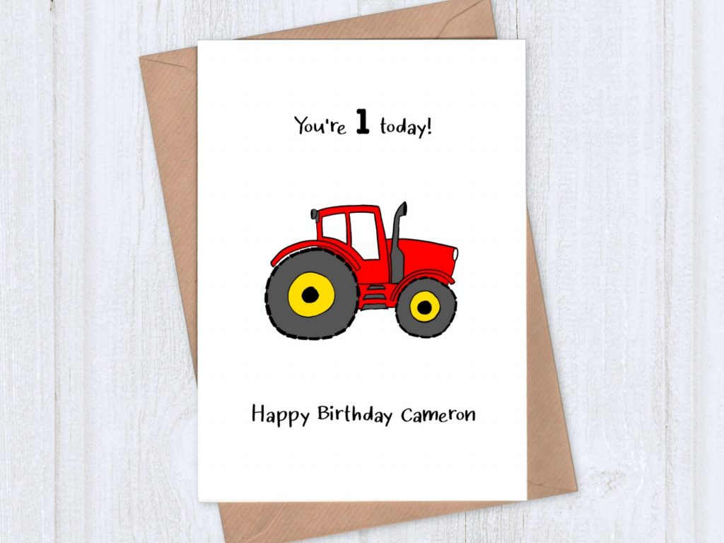 Personalised tractor birthday card