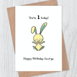 Personalised rabbit birthday card